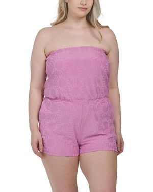 TJ Maxx Special Feeling Terry Cover-Up Romper, Spandex/Polyester - Purple