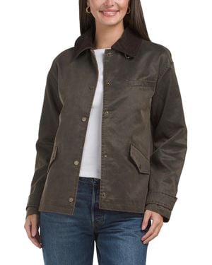TJ Maxx Cropped Barn Jacket With Contrast Collar, Cotton/Polyester - Brown