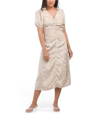 TJ Maxx Puff Sleeve Midi Dress For Polyester - Natural