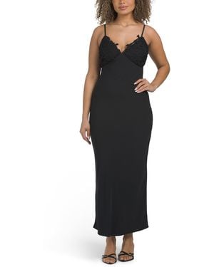 TJ Maxx Sleeveless Lace Top Gown For Polyester - Black