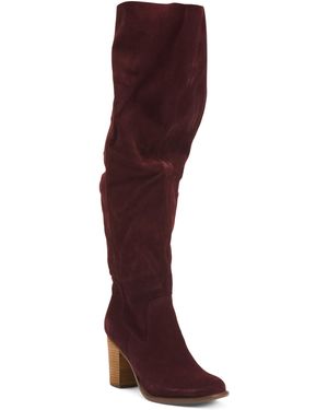 TJ Maxx Suede Oil Cow Wide Calf Tall Shaft Boots For - Red