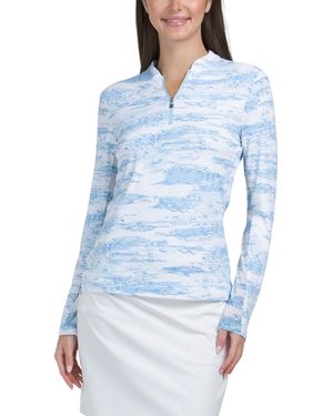 TJ Maxx Upf 40 Cooling Long Sleeve Quarter Zip Lolita Mock Neck Jacket For Nylon - Blue