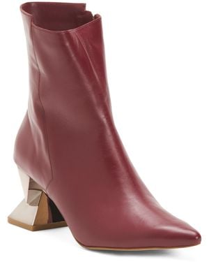 TJ Maxx Leather Leaf Heeled Boots For - Purple
