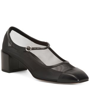 TJ Maxx Aline Cap Mesh Pumps For Leather - Black