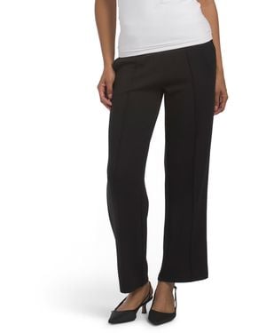 TJ Maxx Petite Pull On Pintuck Wide Leg Knit Pants For Spandex/Modal/Polyester - Black