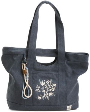 TJ Maxx Floral Embroidered Denim Tote For Leather - Black