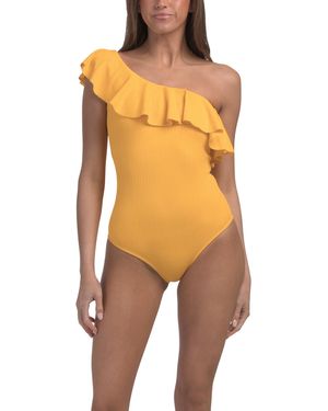 TJ Maxx Ruffle One Shoulder For Spandex/Polyester - Orange
