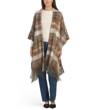 TJ Maxx Virgin Wool Blend Poncho, Wool/Cashmere - Natural