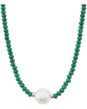 TJ Maxx 14Kt Emerald Freshwater Pearl Necklace - Metallic