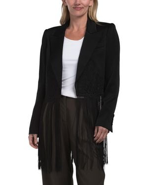 TJ Maxx Alma Fringe Jacket, Spandex/Polyester - Black