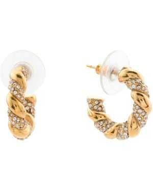 TJ Maxx And Crystal Pave Twist Open Hoop Earrings - Metallic