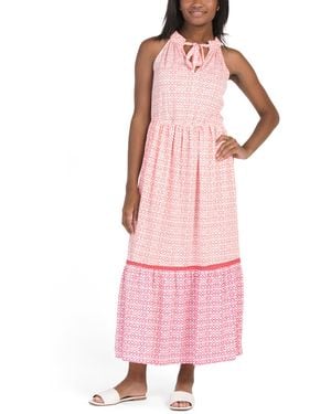 TJ Maxx Upf 50 Algarve Tie Neck Maxi Dress For Polyester - Pink