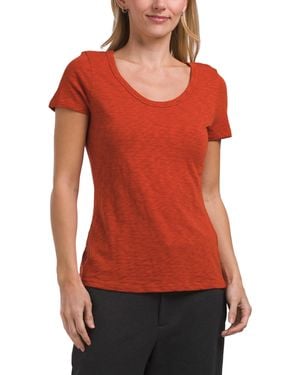 TJ Maxx Short Sleeve Scoop Neck T-Shirt For Cotton - Red