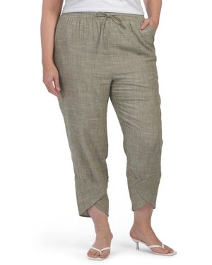TJ Maxx Plus Linen Blend Pants With Tulip Hem For Linen/Viscose - Gray