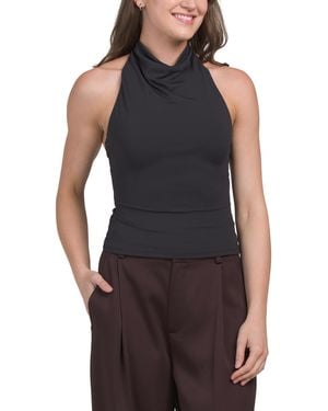 TJ Maxx Kim Drape Neck Halter Top For Nylon/Spandex - Blue
