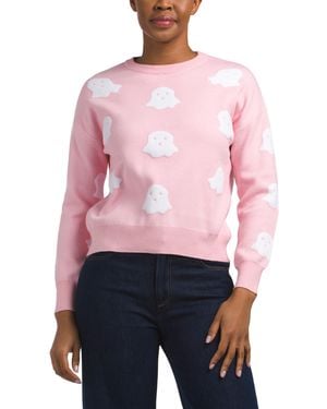 TJ Maxx All Over Ghosts Sweater, Nylon/Polyester/Viscose - Pink