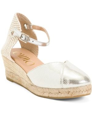 TJ Maxx Leather Espadrille Wedges With Ankle Strap For - White
