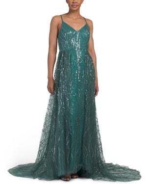 TJ Maxx Sequin And Bead Embellished Mesh Dress For Nylon/Spandex - Green