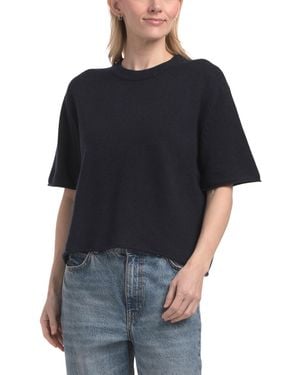 TJ Maxx Cashmere Short Sleeve Roll Sweater - Black