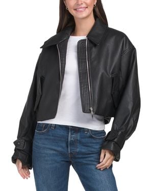 TJ Maxx Paris Moto Jacket For Polyester/Leather/Viscose - Black