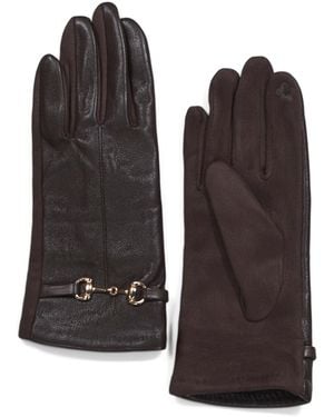 TJ Maxx Faux Leather Gloves With Metal Horsebit For Polyester/Leather - Black