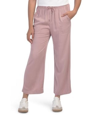 TJ Maxx Woven Cropped Wide Leg Pants For Viscose - Pink