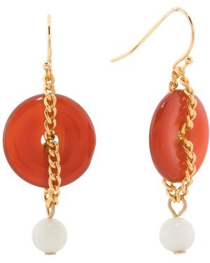 TJ Maxx Chain Wrapped Stone Drop Earrings - Red