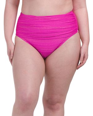 TJ Maxx Golden Hour Shirred High Waist Swim Bottoms For Nylon/Spandex/Polyester - Pink