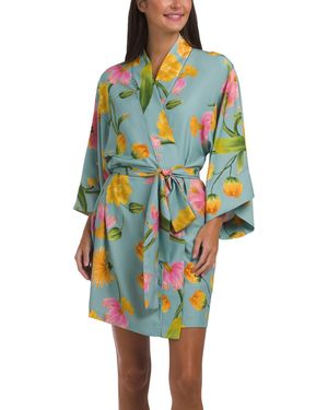 TJ Maxx Solene Matte Charmeuse Wrap Robe For Spandex/Polyester - Blue