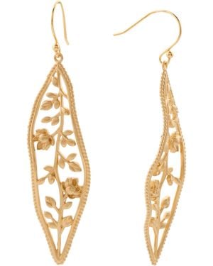 TJ Maxx 18Kt Plated Brass Expanding Lotus Drop Earrings - Metallic
