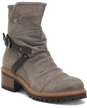 TJ Maxx Nubuck Leather High Shaft Boots With Wrapped Heel For - Brown