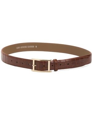 TJ Maxx Leather Croc Belt With Rectangle Buckle For Leather - Brown