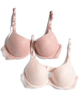 TJ Maxx 2Pk Jacquard Soft Lift Bras For Nylon/Spandex - Pink