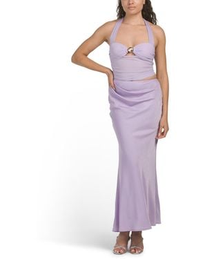 TJ Maxx Sandy Shell Buckle Halter Maxi Dress For Spandex/Polyester - Purple