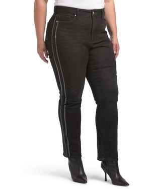 TJ Maxx Plus High Rise Marilyn Straight Jeans With Sequins For Cotton - Black