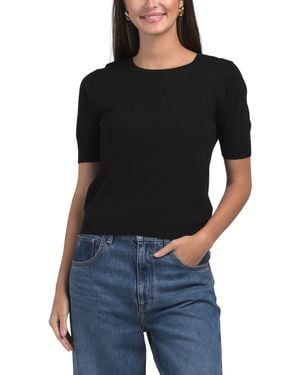 TJ Maxx Wool And Cashmere Blend Short Sleeve Crew Neck Pull Over Sweater, Polyester/Wool/Cashmere - Black