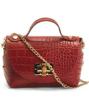 TJ Maxx Leather Top Handle Crocodile Satchel, Leather - Red
