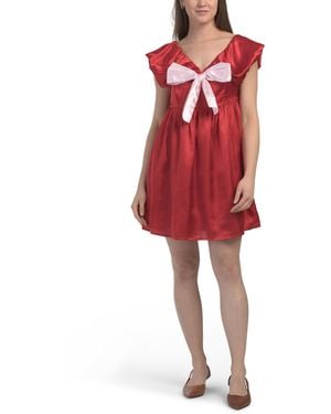 TJ Maxx Bow Front Two Tone Mini Dress For Polyester - Red