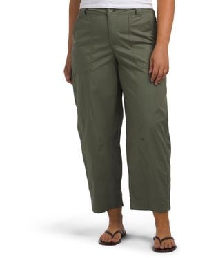 TJ Maxx Poplin High Rise Barrel Leg Pants With Patch Pockets For Spandex/Cotton - Green
