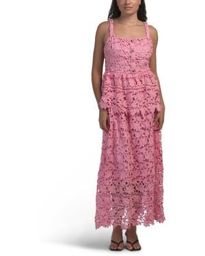 TJ Maxx Sleeveless Lace Maxi Dress For Spandex/Polyester - Red
