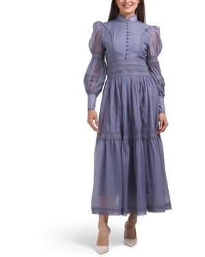 TJ Maxx Long Sleeve Maxi Dress For Spandex/Polyester - Blue