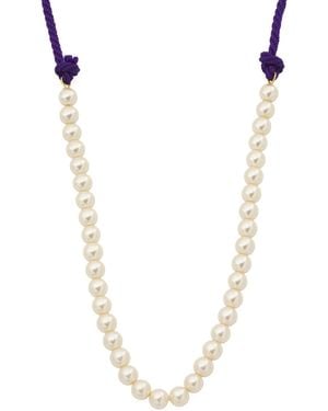 TJ Maxx Braided Cord And Glass Pearls Necklace - White