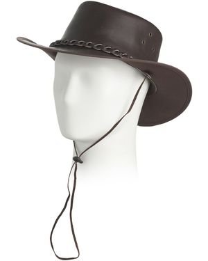 TJ Maxx Leather Cow Split With Snaps Western Hat For - Gray