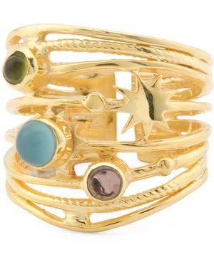 TJ Maxx 18Kt Plated Multi Line Ring - Metallic