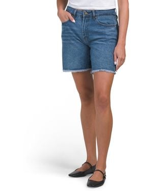TJ Maxx Frayed Hem Loose Bermuda Shorts For Spandex/Cotton/Polyester - Blue