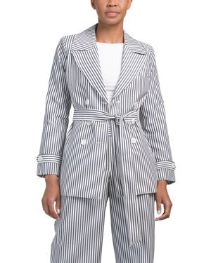 TJ Maxx Seersucker Wrap Jacket, Cotton/Polyester - Gray