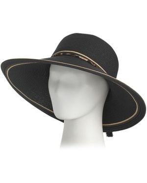 TJ Maxx Paper Straw Braided Tapered Brim Hat For - Black