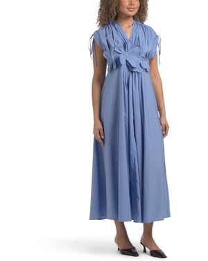 TJ Maxx Cap Sleeve 3D Floral Maxi Dress For Spandex/Cotton - Blue