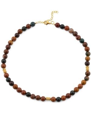 TJ Maxx 18Kt Plated Jasper Beaded Necklace For - Metallic