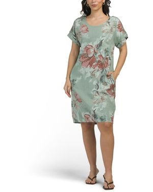 TJ Maxx Linen Blend Crochet Detail Mini Dress For Linen/Viscose - Green